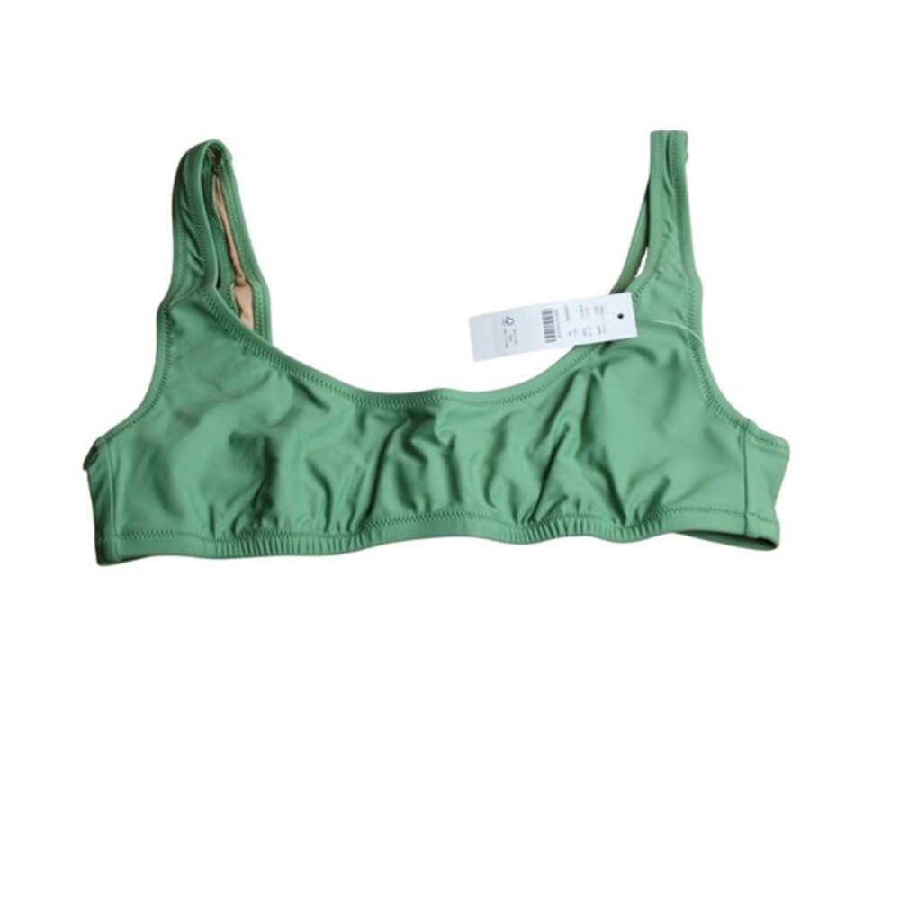 NEW J.Crew Swim Heritage Scoopneck‎ Bikini Top Green Resort Wear Summer Size M